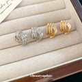 Triple Curve Metal Stud Earrings in Gold and Silver view 3
