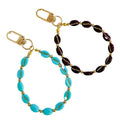 Coffee Bean Bead Bracelet Keychain With Gold Clasp view 5