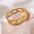 Interlocked Chain Link Bangle Bracelets Gold Steel Metal view 3