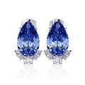 Silver Tone Pear CZ Stud Earrings Pink Royal Light Blue view 6