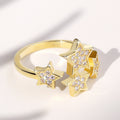 Open Adjustable Multi Star Pave Clear Stone Finger Ring Trio view 7