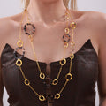 Leopard Acrylic Circle Long Sweater Necklaces Gold Steel view 4