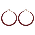 Red Coated Slim Round Hoop Earrings in Bright and Dark Shades view 5