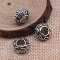 Textured Large Hole Rondelle Bead in Antique Silver Metal view 2