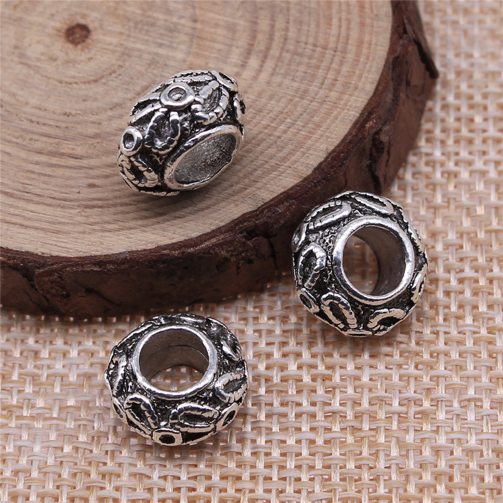 13x7mm 2.5g Antique Silver Zinc Alloy Barrel Large Hole Loose Metal Beads for Bracelet Necklace DIY Jewelry