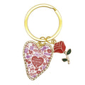 Happy Valentines Heart Keychain Gold Ring Rose Charm view 5