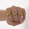 Open Band Moon Star Eye Ring With Zircon Stone Accents view 3