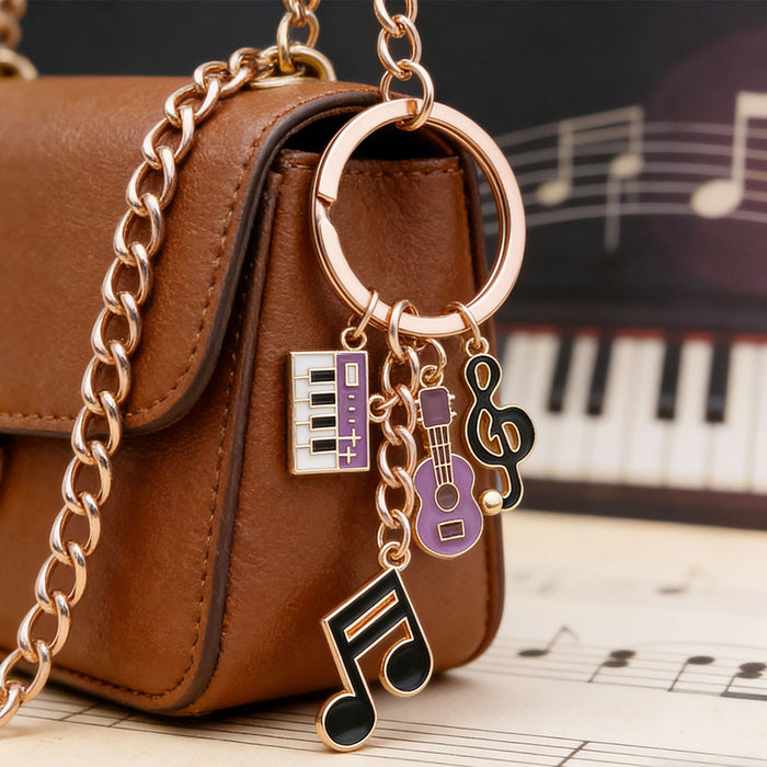 Purple Black Red Blue Pink and Yellow Music Keychains