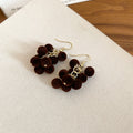Brown Flocked Grape Cluster Necklace And Earrings Gold Tone view 7
