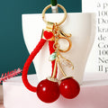 Jeweled Twin Cherry Keychains with Plain or Braided Hardware view 6