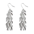 Silver Tone Layered Long Leaf Cluster Hook Earrings view 5