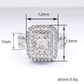 Rectangular Baguette Cluster Signet Ring In Polished Silver Tone view 4
