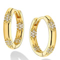 Clear Stone Cluster Hoop Earrings In Polished Gold Tone view 1