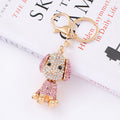 Rhinestone Floppy Ear Dog Metal Keychain Gold Clip view 6