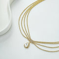 Gold Multilayer Teardrop Clear Look Pendant Necklace view 4