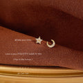 Gold Tone Clear Stone Star And Crescent Moon Asymmetric Stud Earrings view 1