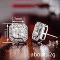 Silver Tone Square Halo Stud Earrings With Clear Center Stones view 4