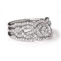 Interwoven Crystal Leaf Wide Band Ring in Silver Tone view 5