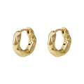 Textured Molten Metal Huggie Hoop Earrings Gold Silver Tone view 5