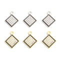 Textured Diamond Frame Metal Jewelry Charms, 2 Finishes view 3