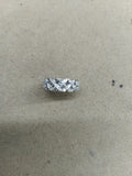 Gold Silver Hollow Cross Lattice Open Band Ring Zircon view 6