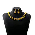 Gold Tone Gemstone Collar Necklace Matching Drop Earring Set view 4