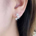 Silver Tone Floral Branch Drop Earrings With Clear Stones view 2