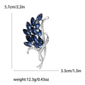 Navy Marquise Crystal Branch Brooch in Rose Gold or Silver Tone view 7