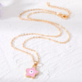 Gold Tone Pink Shape Evil Eye Pendant Necklaces in Six Styles view 2