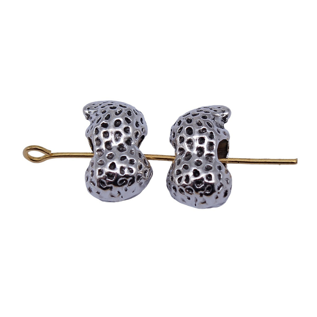 14x8.7x7.7mm 2.6g Antique Silver Zinc Alloy Peanut Large Hole Spacer Beads for Bracelet Jewelry Making