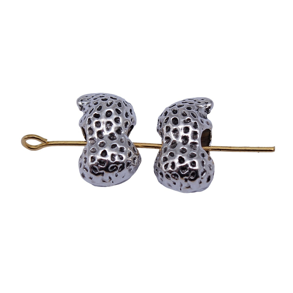 14x8.7x7.7mm 2.6g Antique Silver Zinc Alloy Peanut Large Hole Spacer Beads for Bracelet Jewelry Making