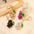 Rhinestone Grape Cluster Keychain Green Leaf Charm Options view 1