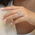 Silver Tone Round Stone Three Band Ring Set with Clear Stone Accents view 5
