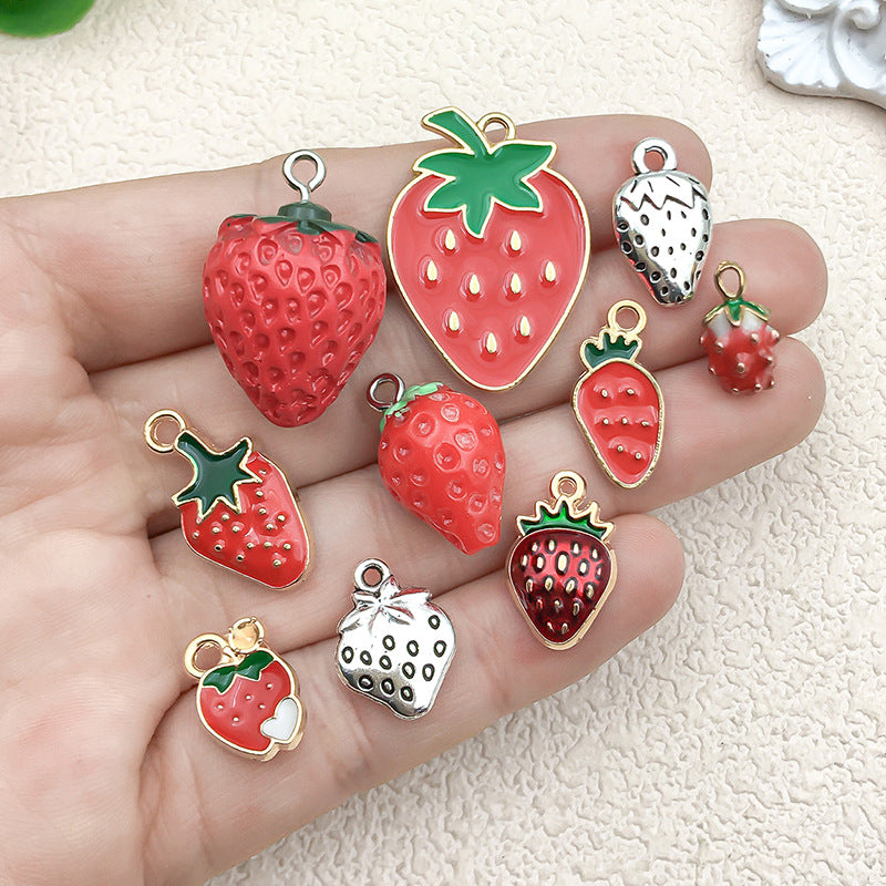 Resin 3D Strawberry Fruit Charm Pendant for DIY Bracelet Earring Necklace Jewelry Making