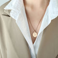 Abstract Face Oval Disc Pendant Necklace Gold Rose Gold view 7