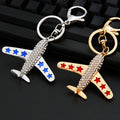 Crystal Star Fighter Plane Keychains in Gold and Silver with Braided Loops view 3