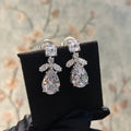 Silver Tone Pear Crystal Drop Earrings With Leaf Clusters view 4