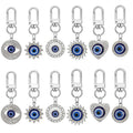 Twelve Piece Silver Tone Rhinestone Evil Eye Clip Keychain Set view 1