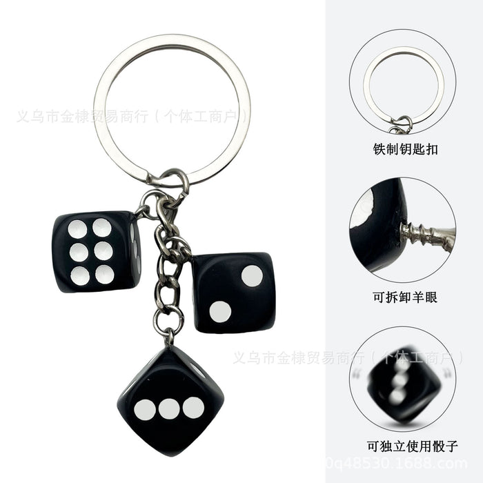 Dice Charm Keychains Featuring Black Dice Across 10 Pictured Variations