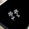 Silver Tone Crystal Floral Cluster Drop Earrings Metal Tone Jewelry view 6
