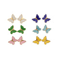 Colorful Butterfly Shell Studs And Ocean Huggie Earrings view 5
