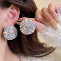 Silver Crystal Pavé Round Statement Button Stud Earrings view 3