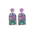 Rose Window and Mermaid Colorful Statement Stud Earrings view 5