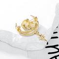 Black Gold Tone Moon Enamel Metal Brooch Pin for Jackets and Lapels view 3