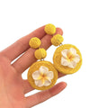 Woven Circle Plumeria Drop Earrings Decorative Jewelry view 5