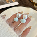 Four Color Velvet Heart Pearl Look Front Back Earrings view 7