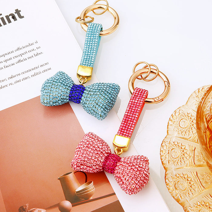 Full Crystal Bow Keychains in Pink Blue and Assorted Colors