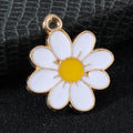 Enamel Daisy Flower Charm Pendants Gold Tone Six Colors view 2
