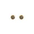 Black and Gold Abstract Fleck Small Round Stud Earrings view 5