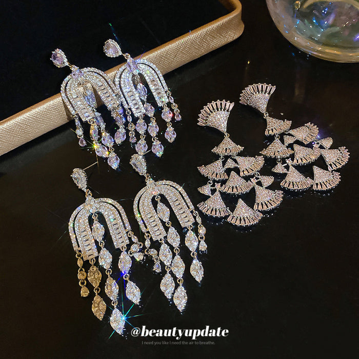 Ornate Stone Chandelier Earrings in Three Color Options